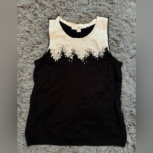 Boston Proper beaded vest tank top size S color black and ivory